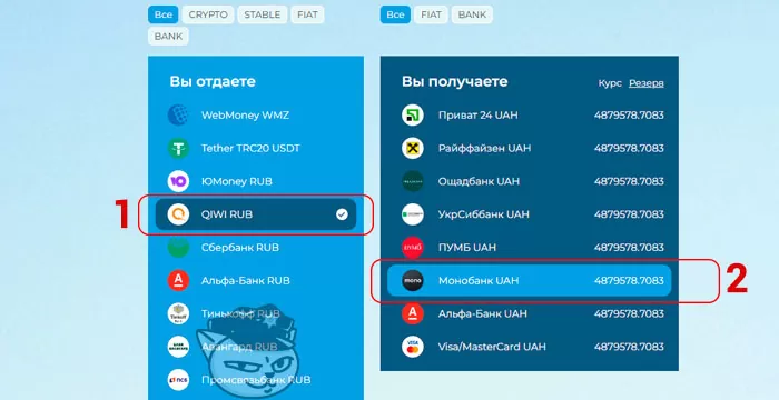 обмен с qiwi на монобанк украина
